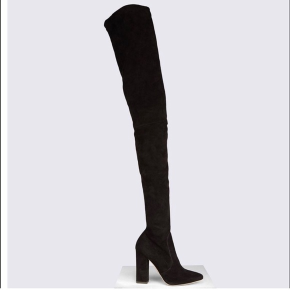 NIB Tamara Mellon Helmut Over The Knee Stretch Suede Boots Thigh Black 39.5 - Picture 15 of 15